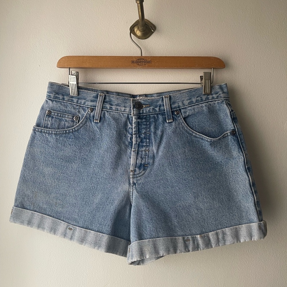 Classic Relaxed Fit Canyon River Blues Cuffed Denim Shorts w/ Button Fly